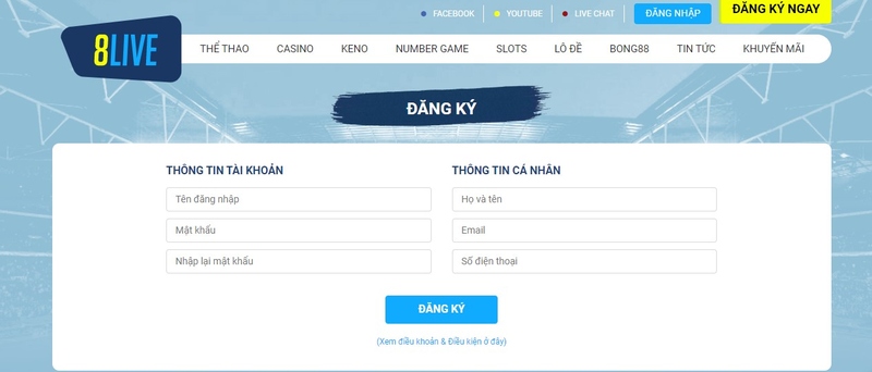 Hướng dẫn lính mới cách đăng ký game tại 8live